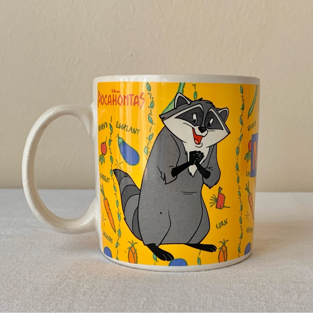 Disney Pocahontas Meeko Raccoon Character Vegetables Coffee Cup Mug